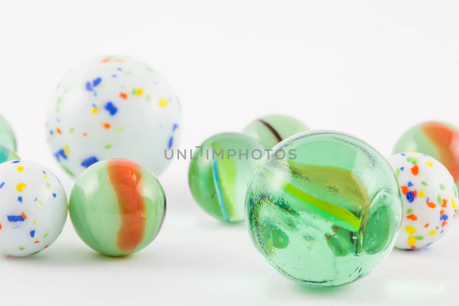 Glass marble balls isolated on white background