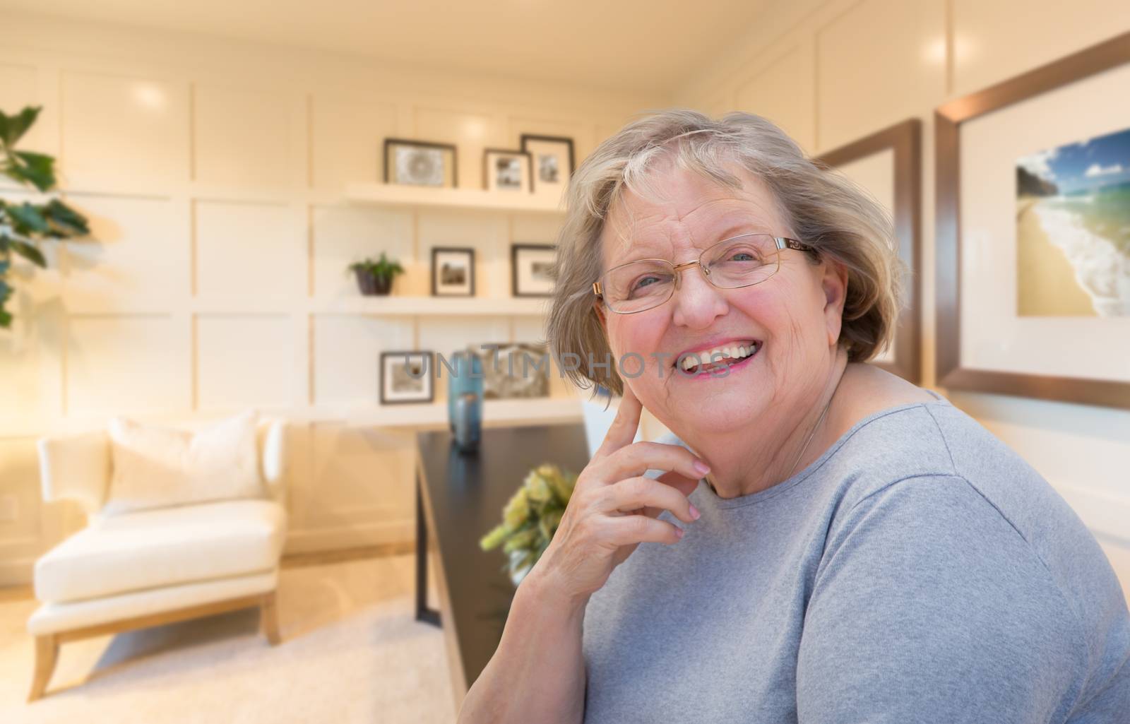 Senior Woman Inside Her Home Office.