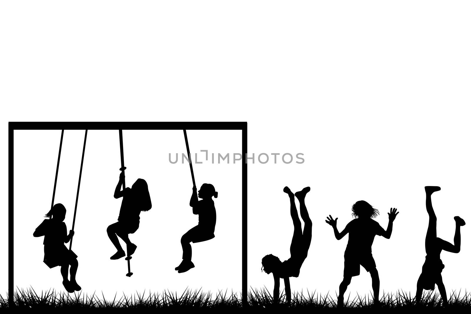 Children silhouettes playing outside