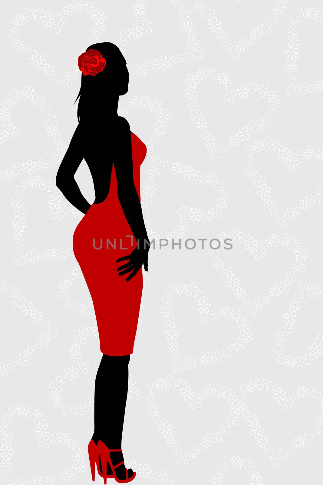 Red dress woman silhouette by hibrida13