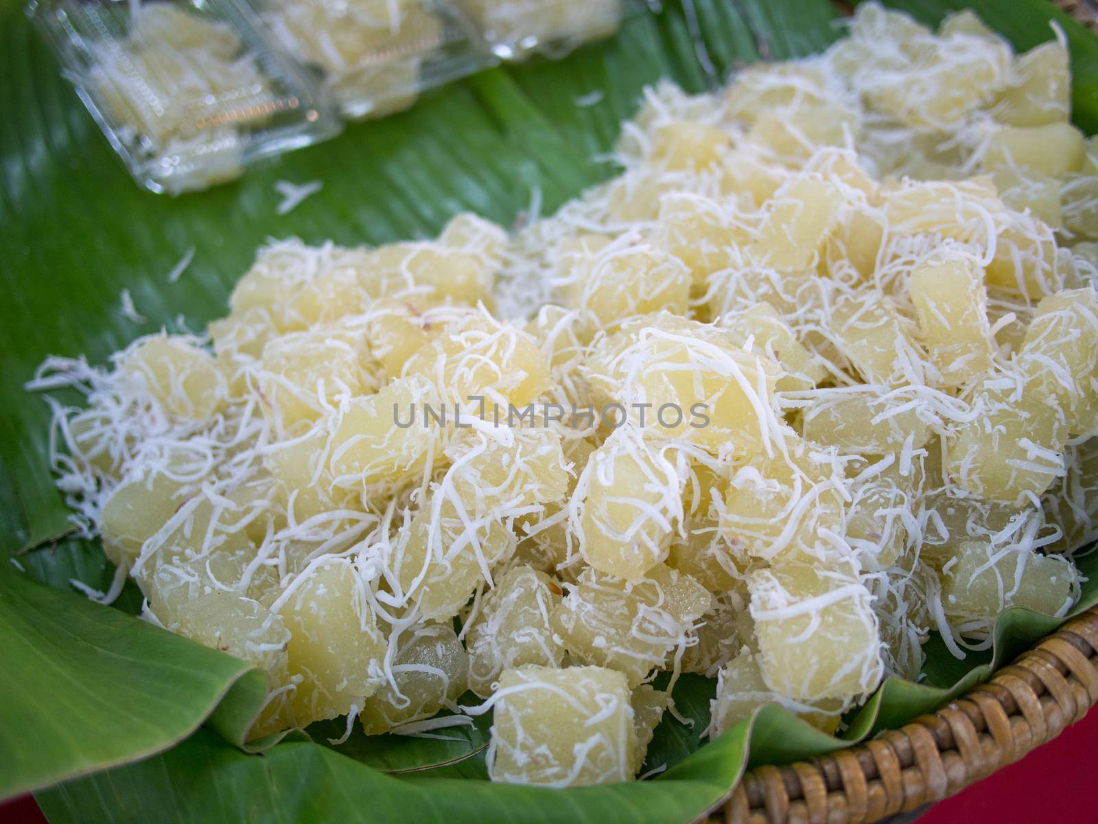 Steamed cassava cake, Thai traditional dessert