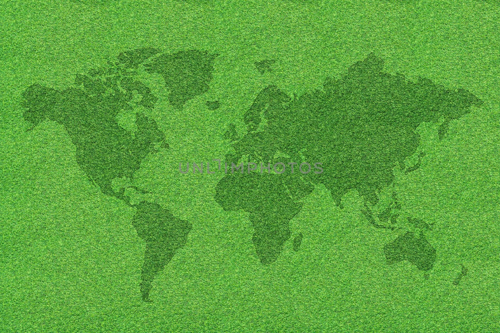 world map on green grass by antpkr