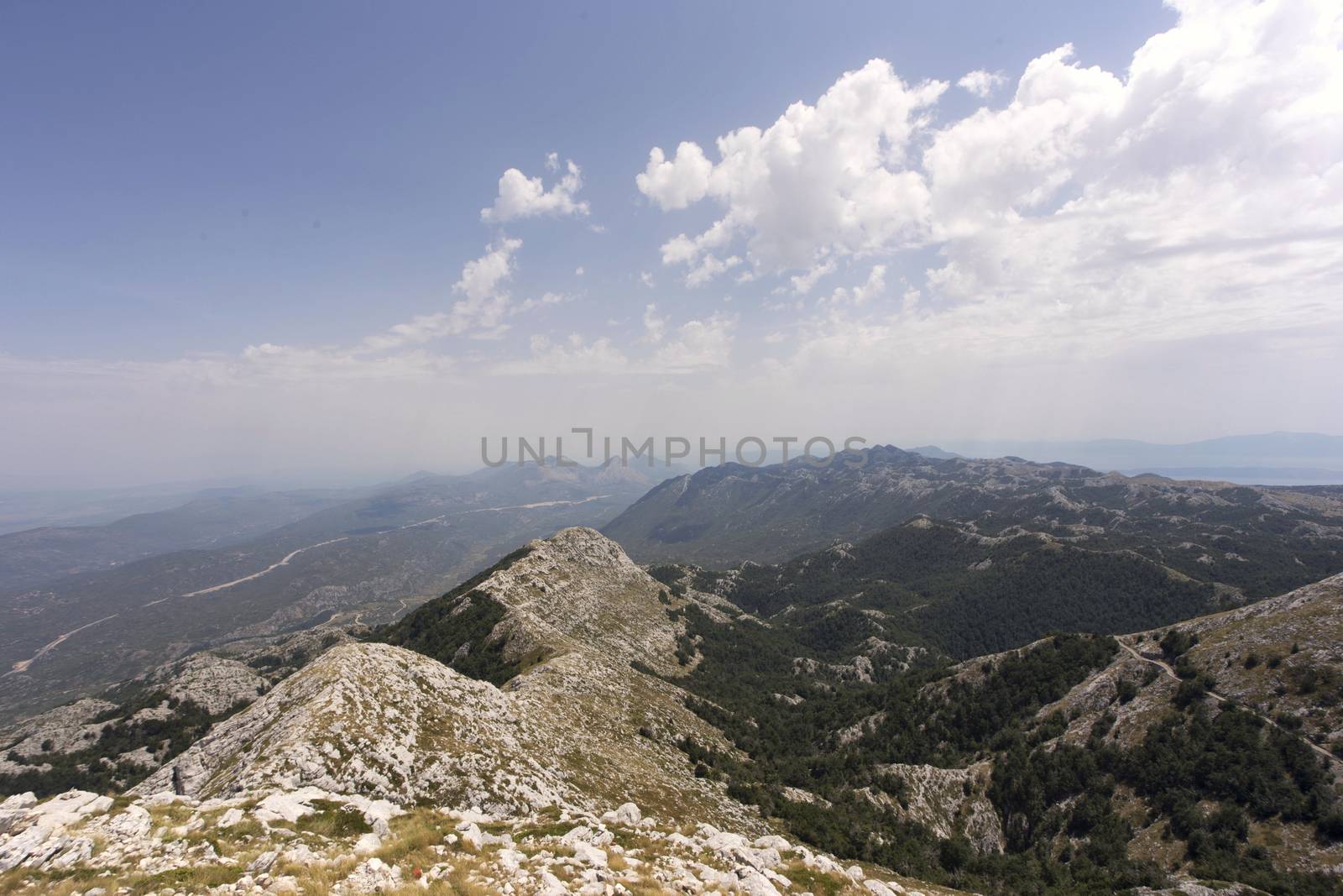 View of biokovo mountain in croatia close to podgora