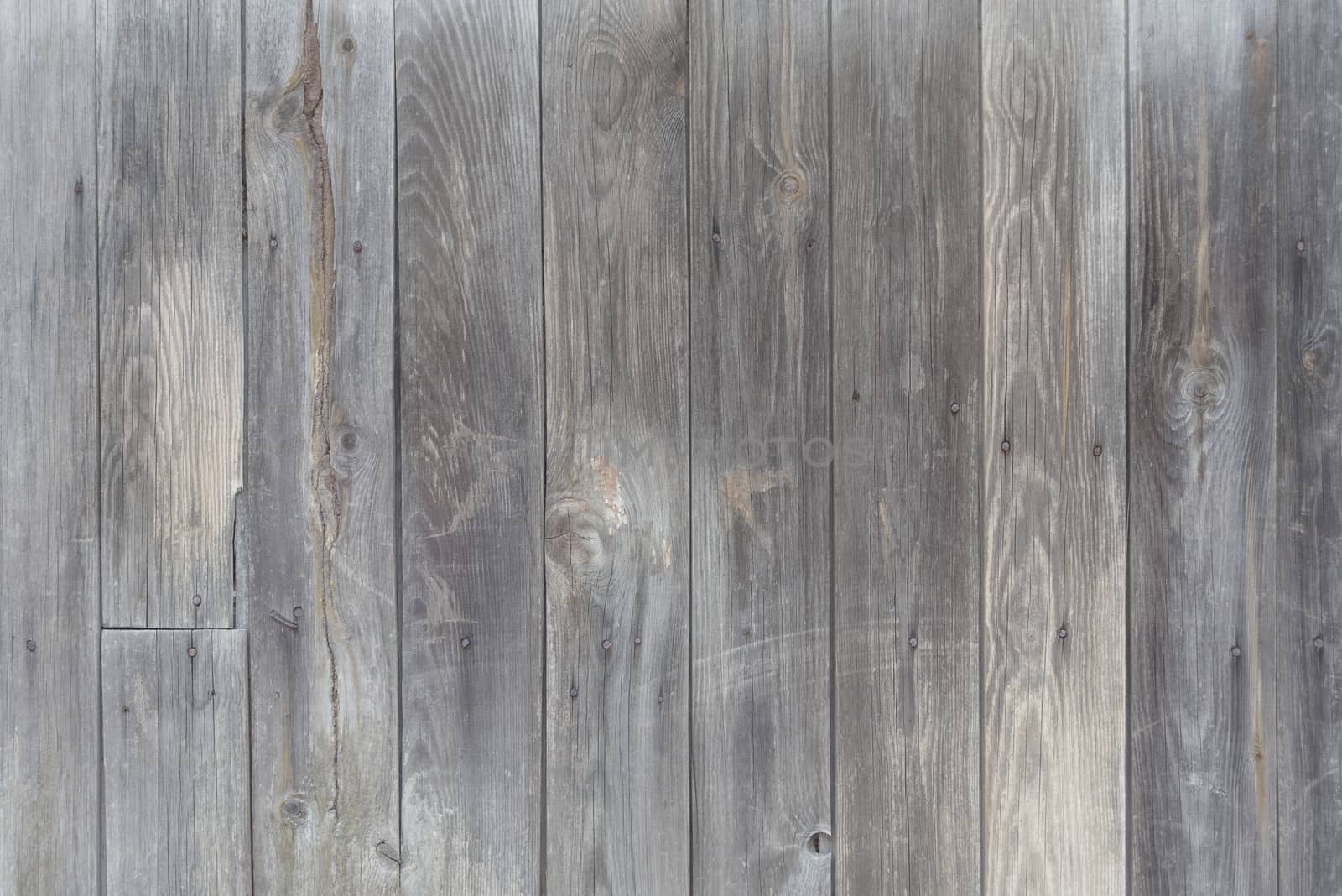 Unpainted gray wooden door consisting of old weathered unpainted boards