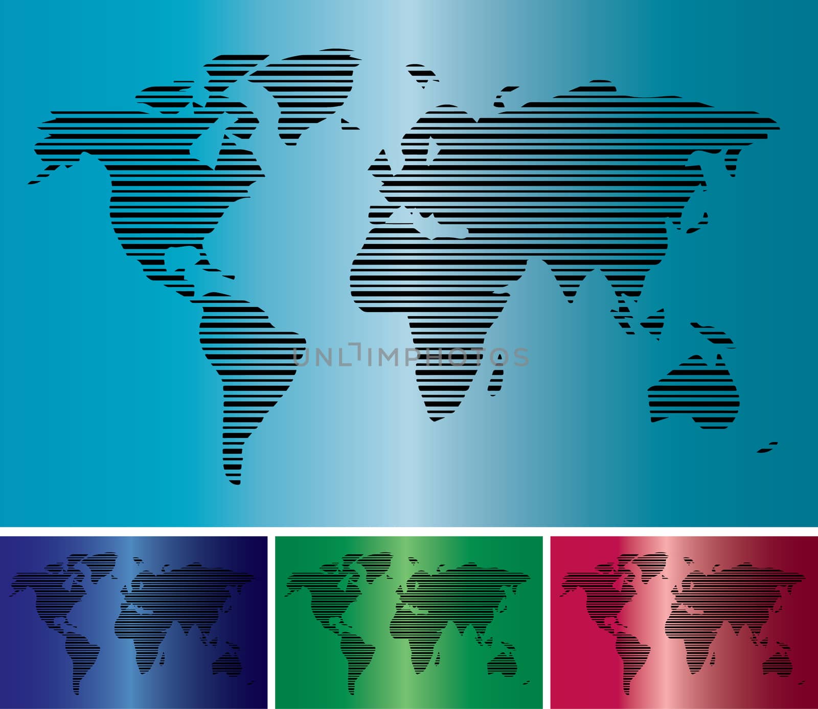 World map in stripes, bars - abstract background.  