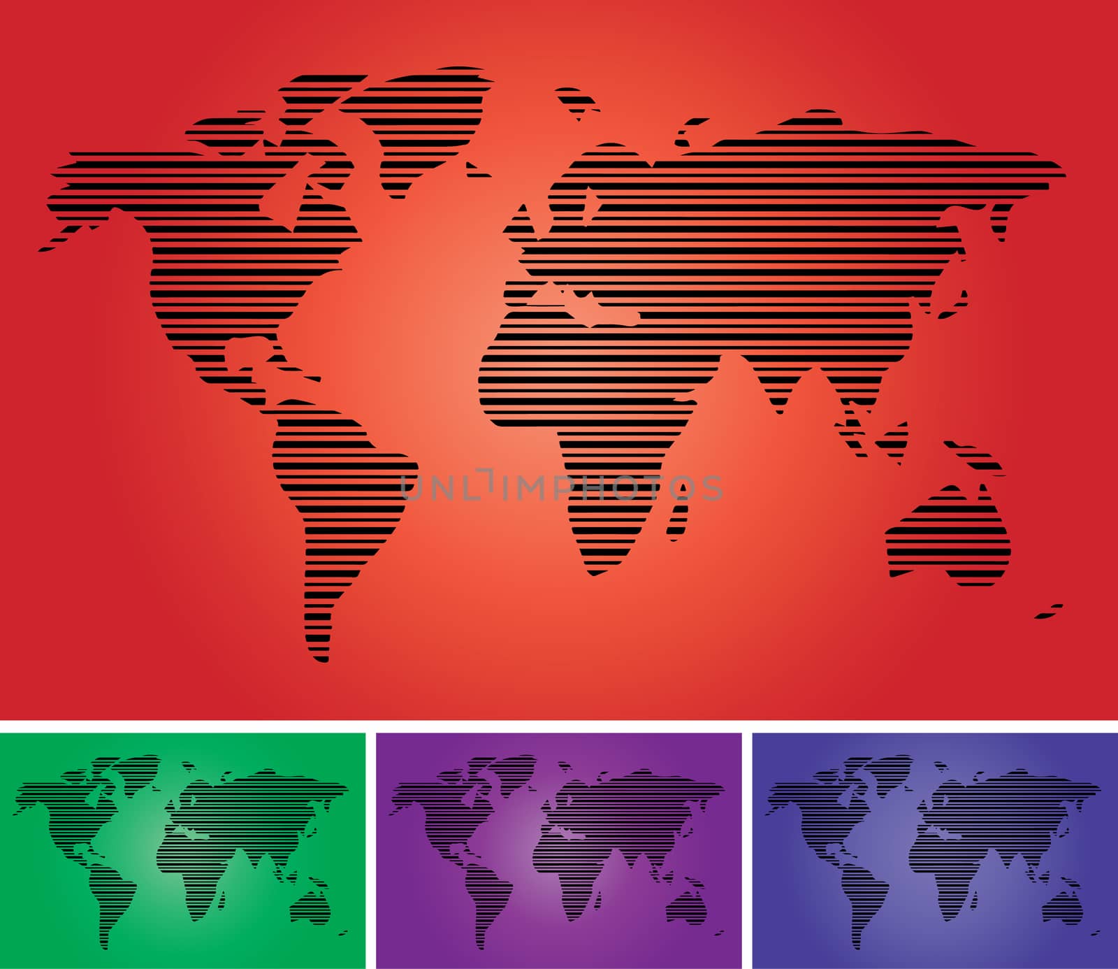 World map in stripes, bars - abstract background.  