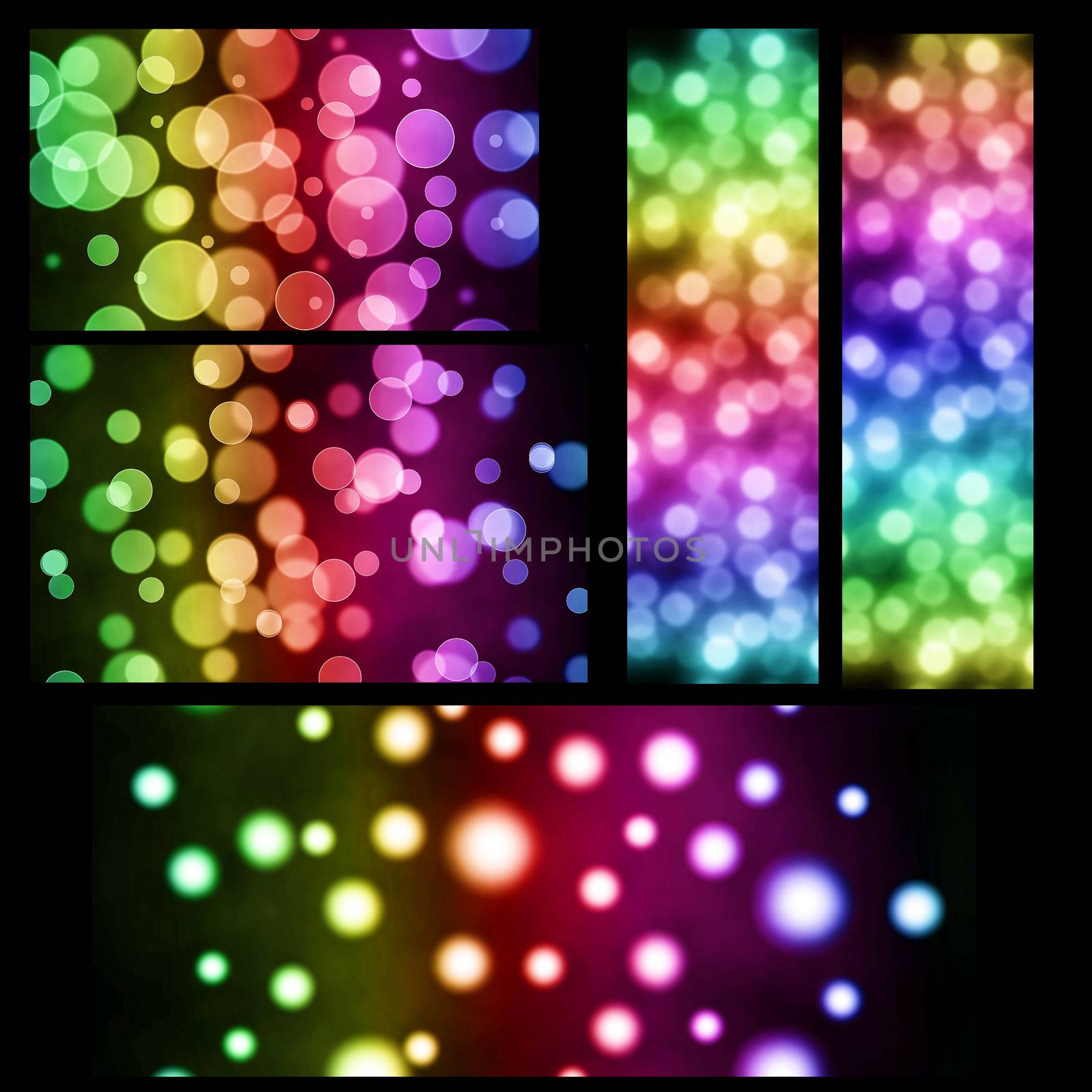 Christmas bokeh abstract background set, beautiful banner wallpaper design illustration with lights