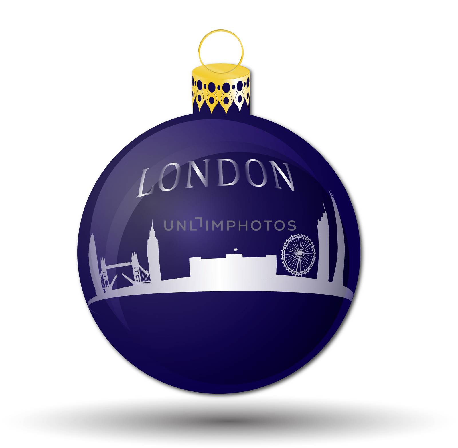 Christmas bauble icon, symbol, design. Winter illustration isolated on white background.