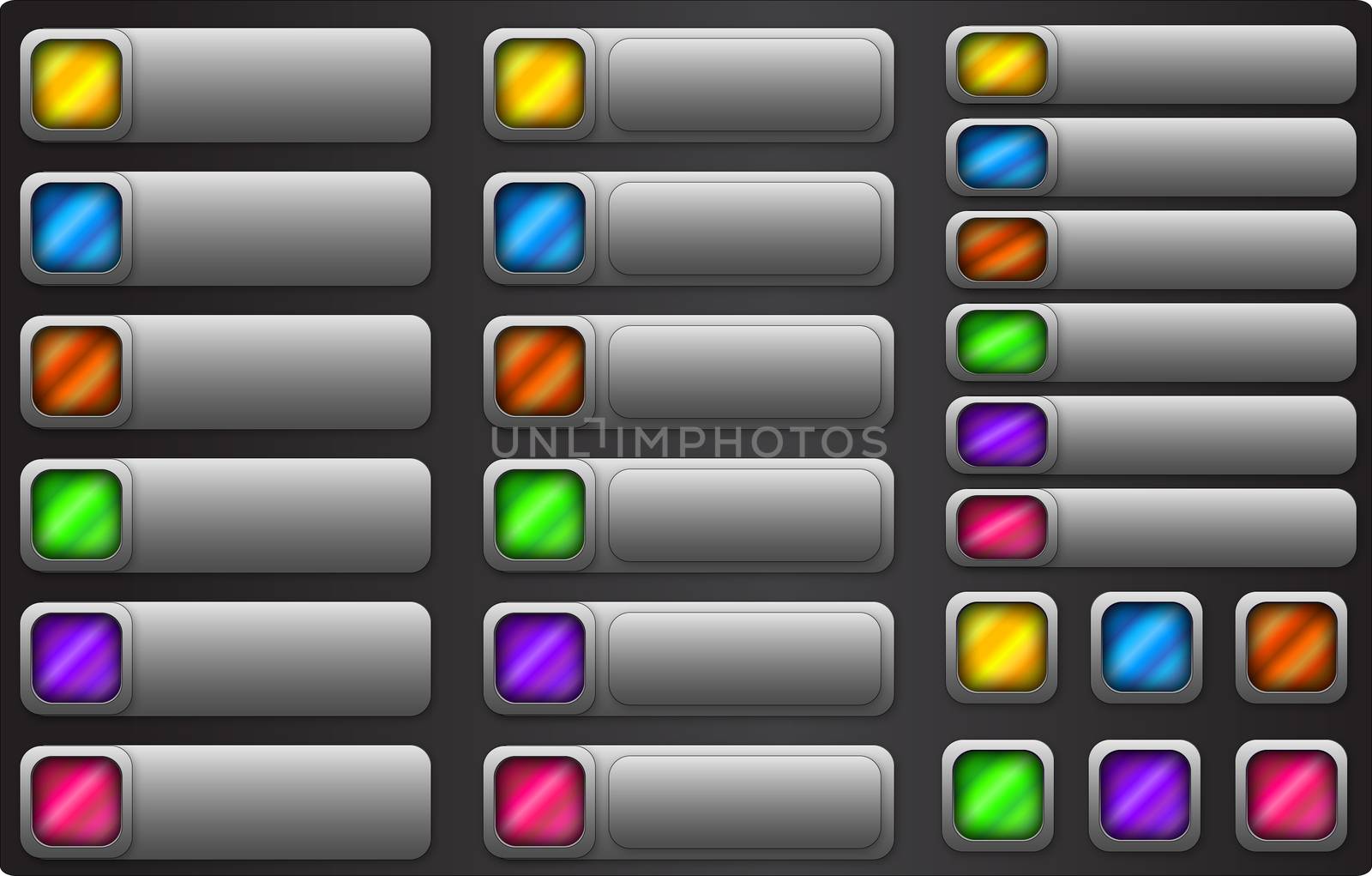 Web button set. Internet empty colorful rectangular buttons