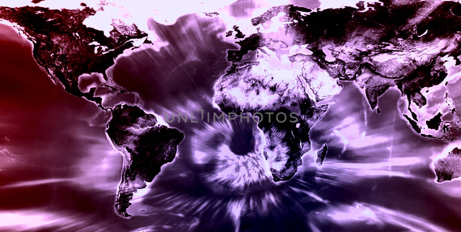 Human eye and world map abstract background