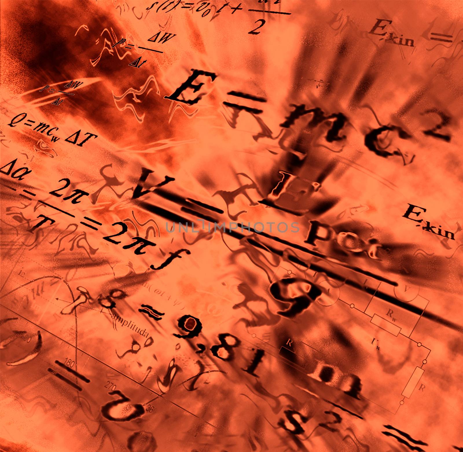 Image of physical technology abstract background. Science wallpaper with school physics formulas and structures.