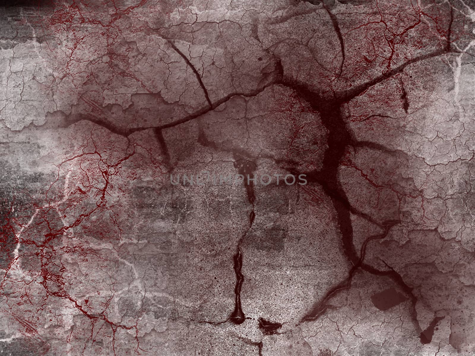 Cracked wall background. Old, vintage, Grunge paries with cracks and blood illustration
