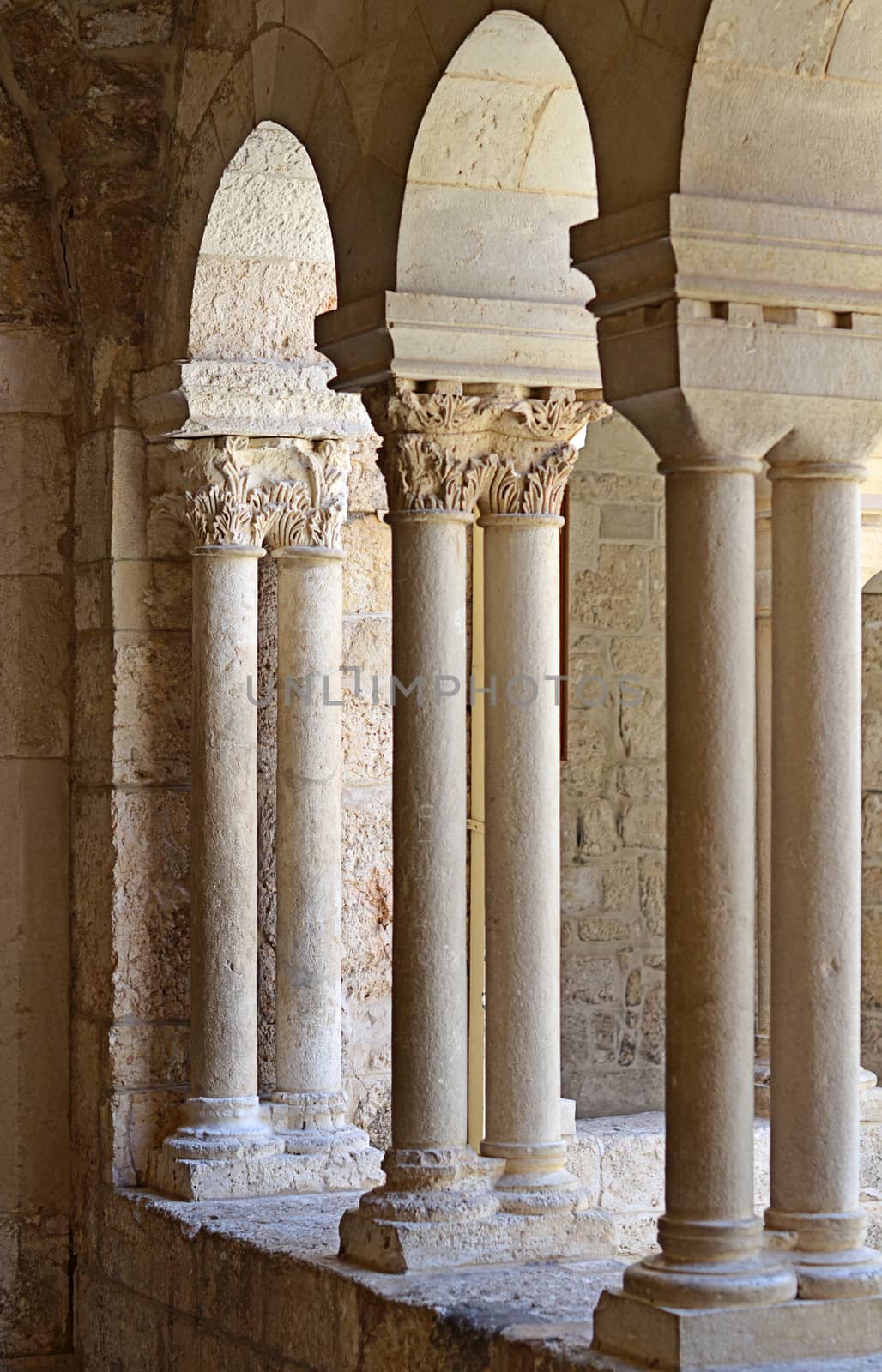 Columns in the temple in Jerusalem close-up