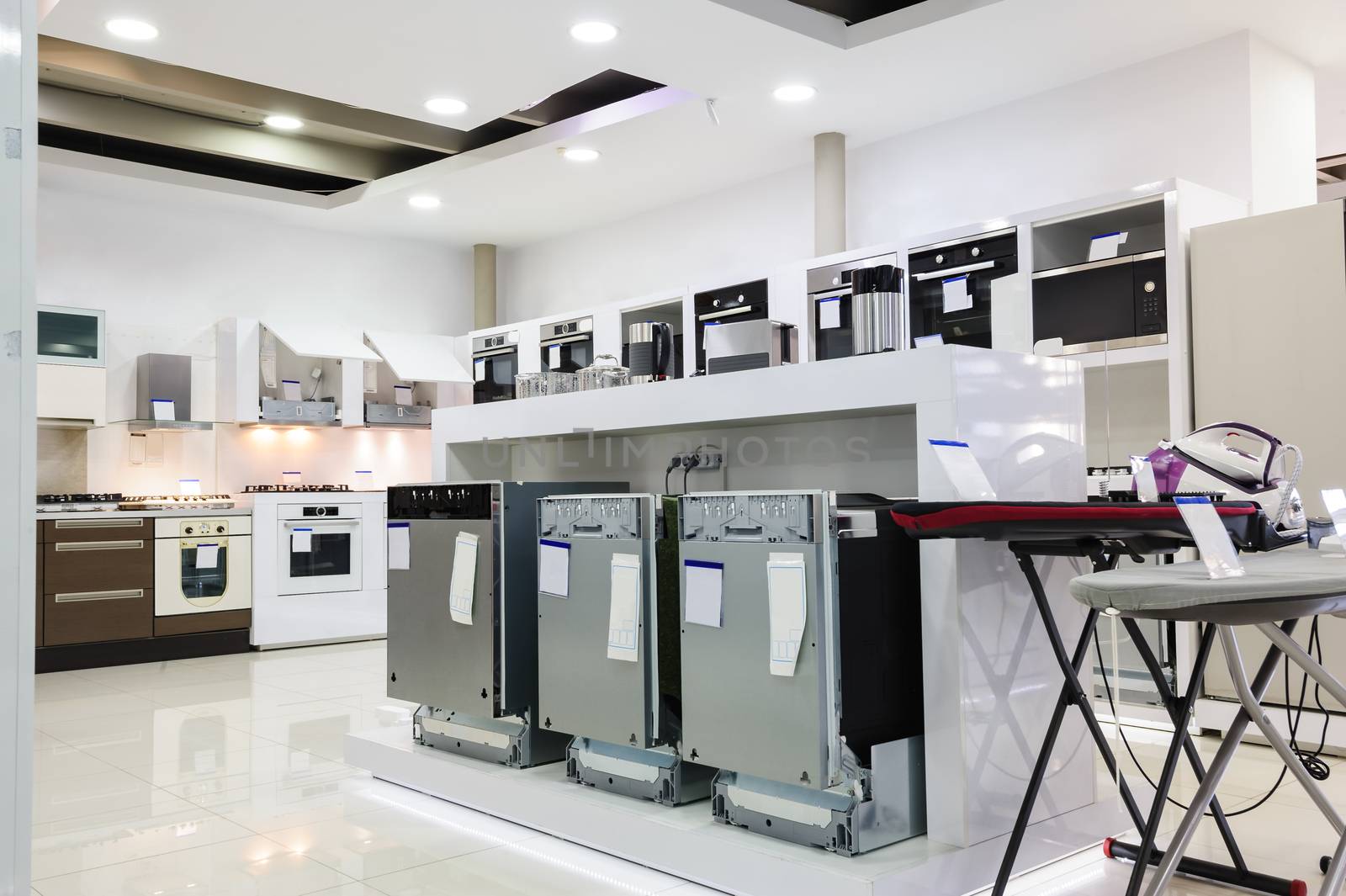 dish washers, stoves and other appliance or equipment in the retail store showroom
