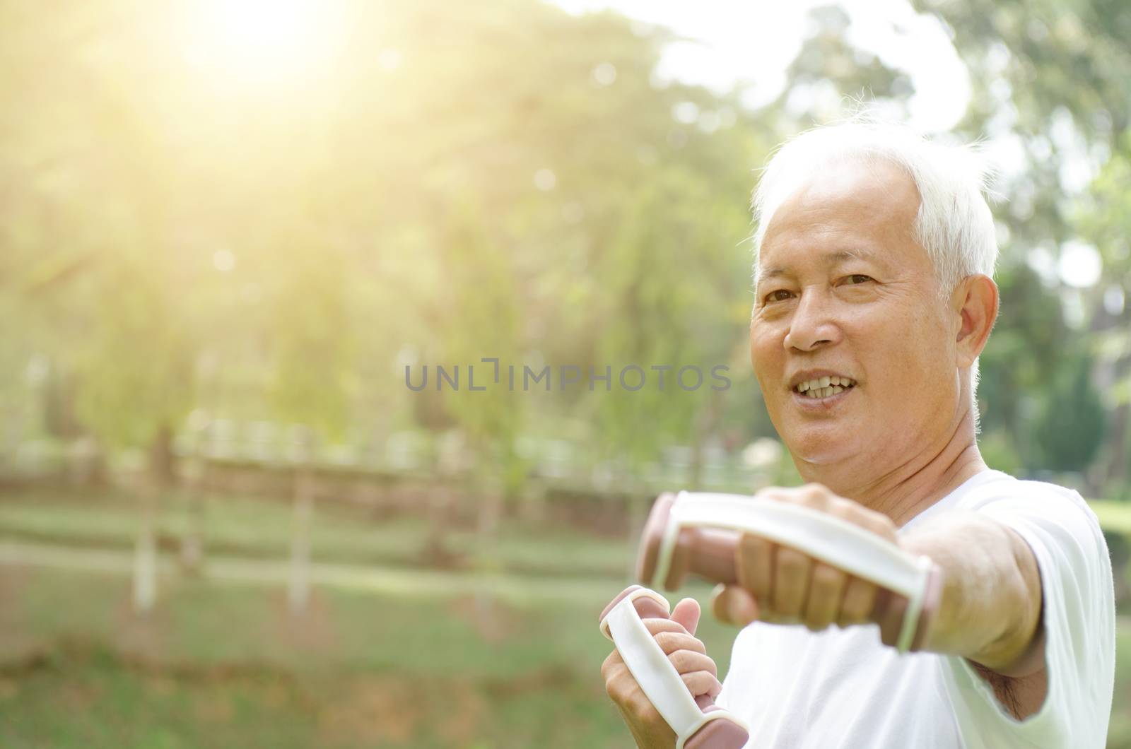 Asian old people exercise outdoor  by szefei