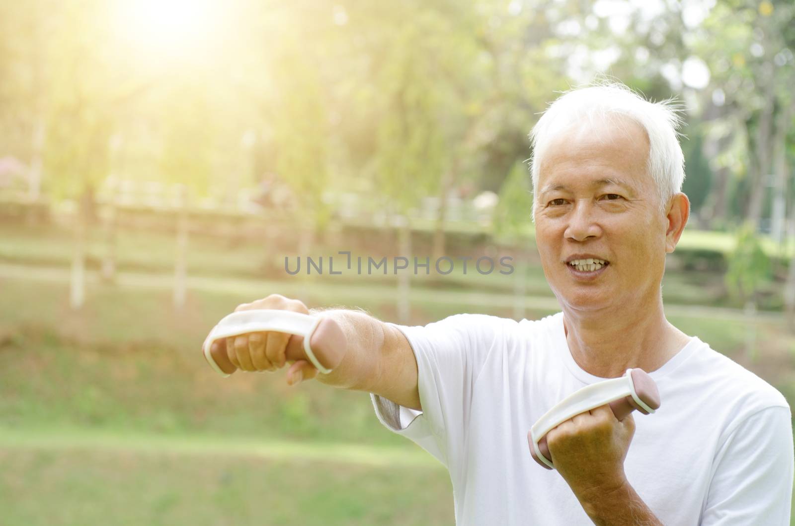 Asian senior people exercise outdoor  by szefei