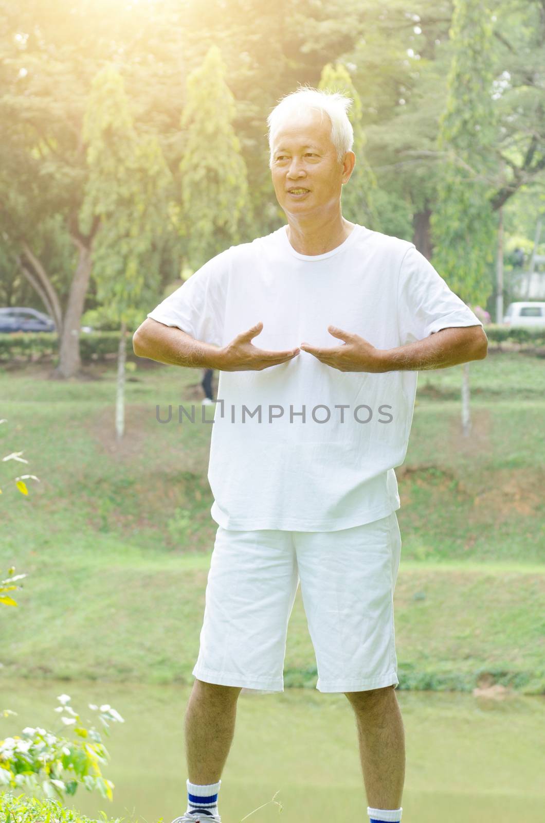 Old man workout outdoor  by szefei