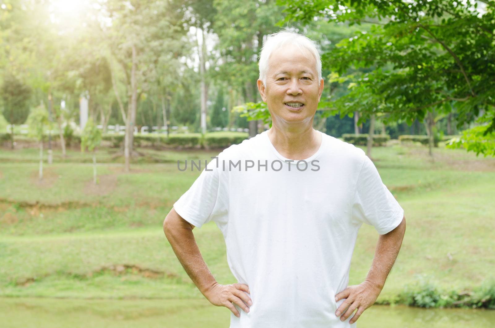 Happy Asian old man outdoor portrait by szefei