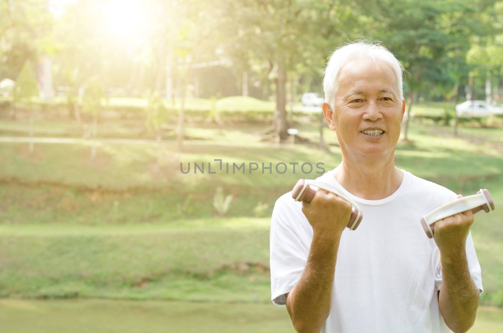 Asian senior man workout outdoor  by szefei