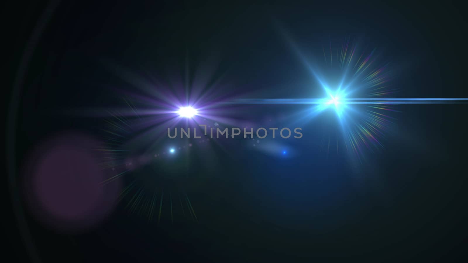 Amazing 3d rendering of two big and two small spotlights shining brightly in the black background. They inspire to keep on seeking your way in this dark and cold life.