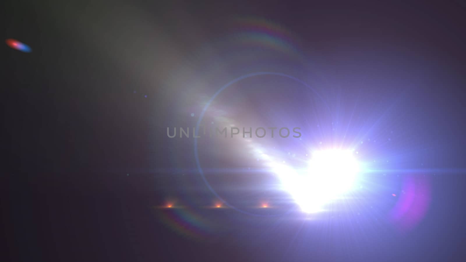 Striking 3d rendering of a plazma looking star with rainbow circles around it and a flying saucer of red and blue colors rushing toward it in the black background
