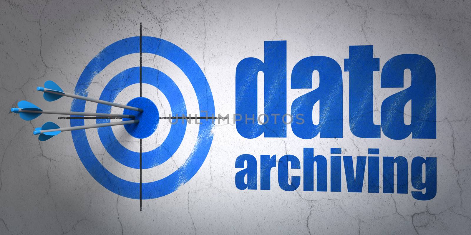 Data concept: target and Data Archiving on wall background by maxkabakov