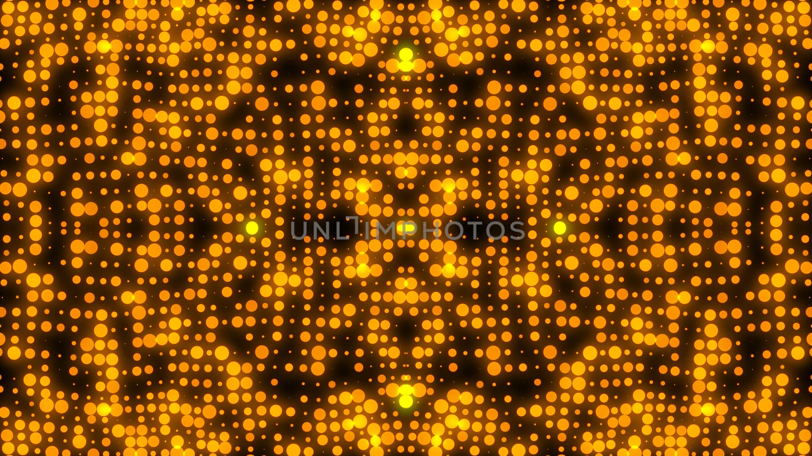 Abstract gold glowing circles. Digital 3d rendering background.