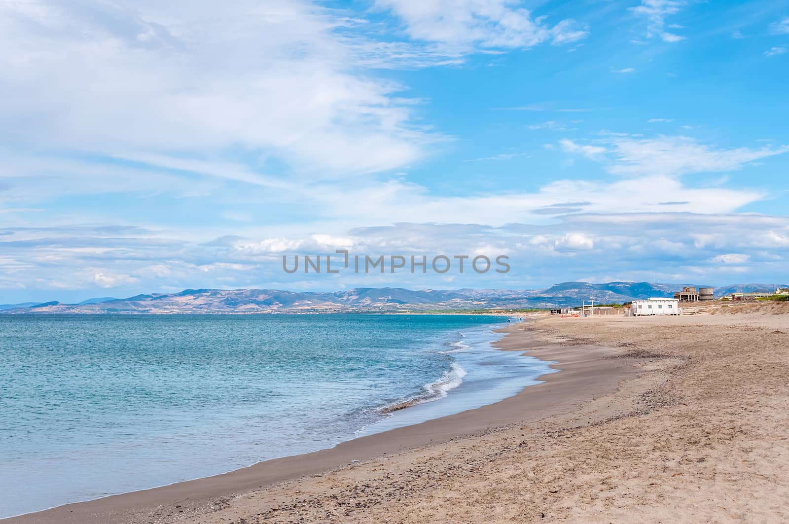 Landscape of the beach in a cloudy day of autumn in Platamona - Sardinia