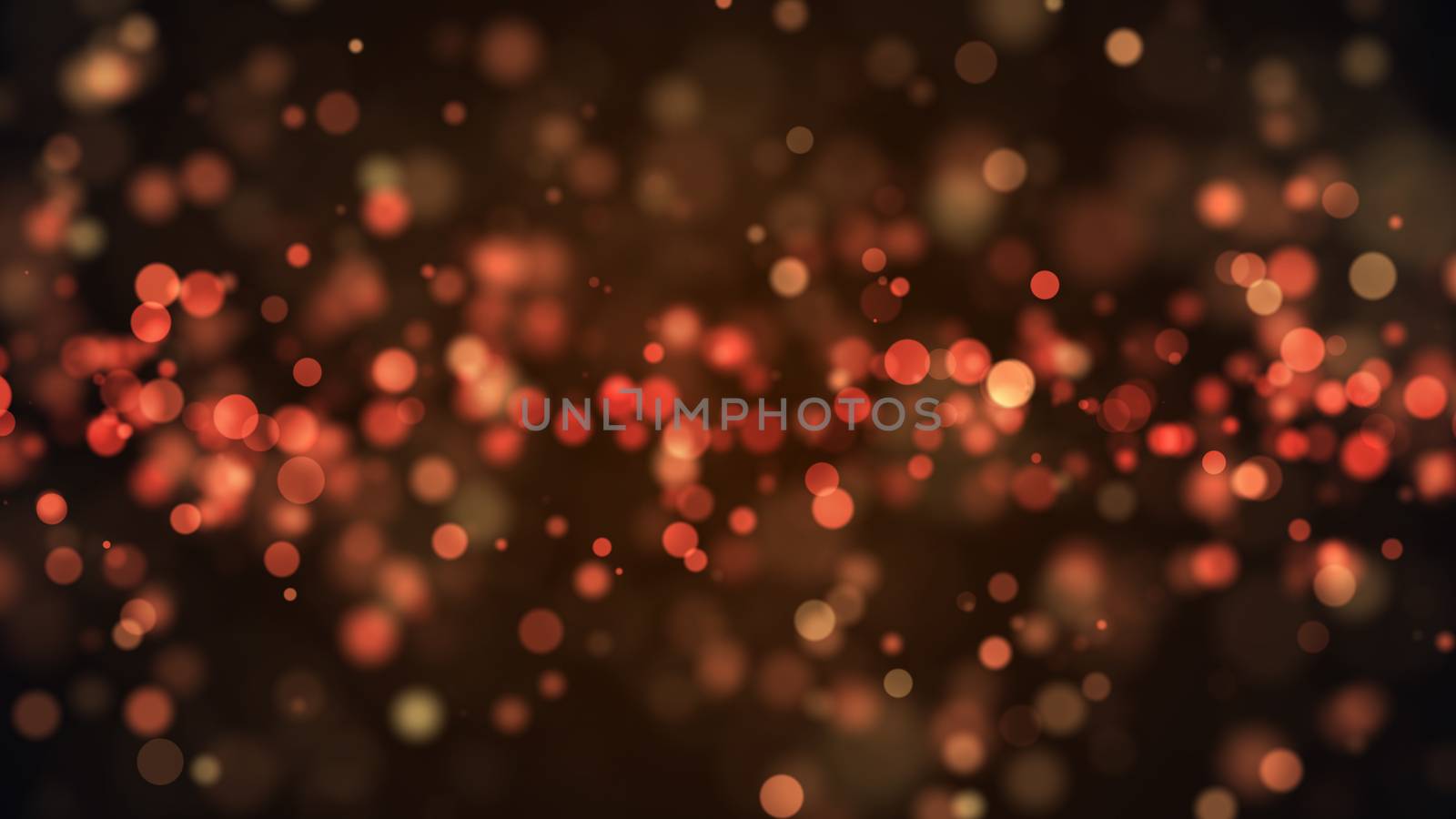 Abstract gold bokeh with black background. 3d rendering