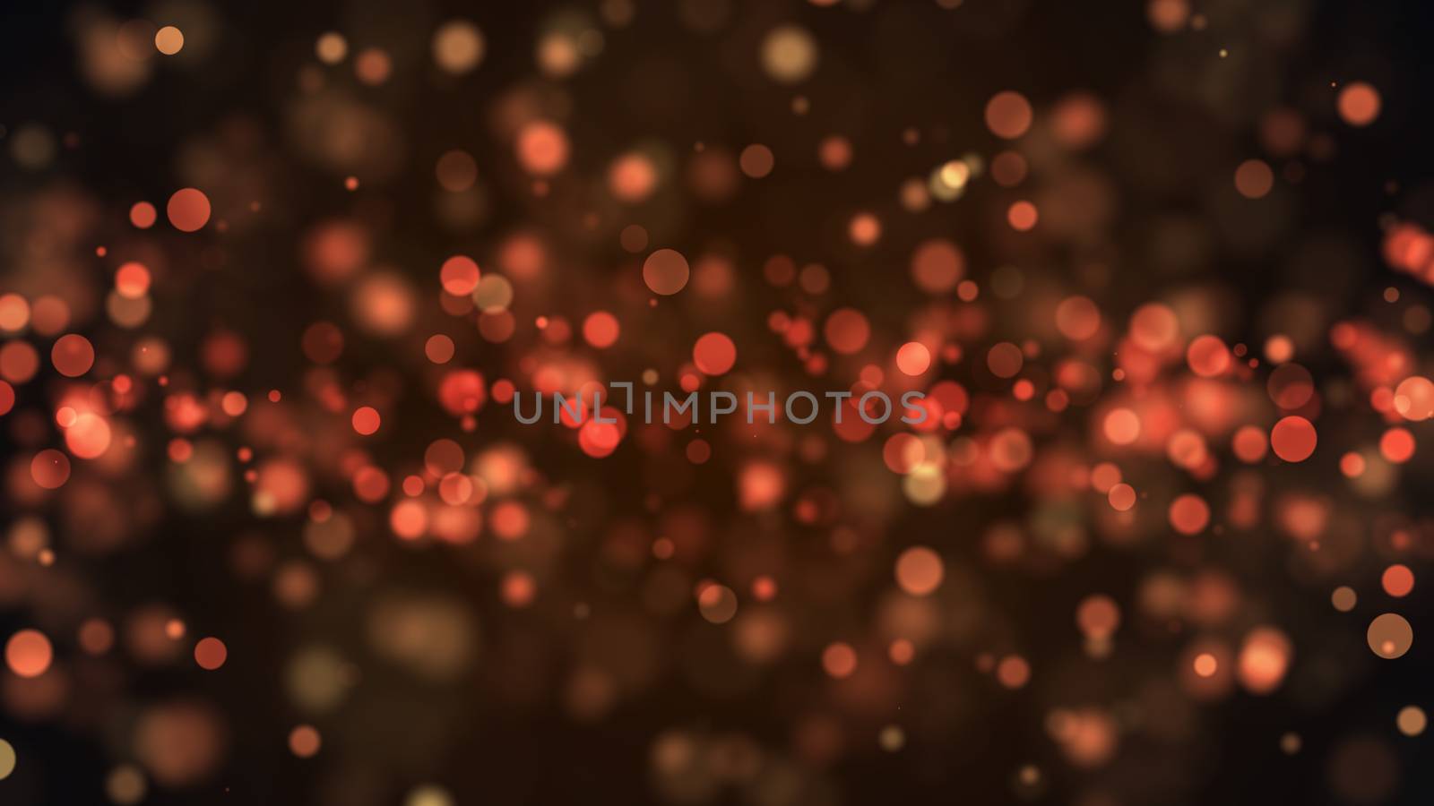 Abstract gold bokeh with black background. 3d rendering
