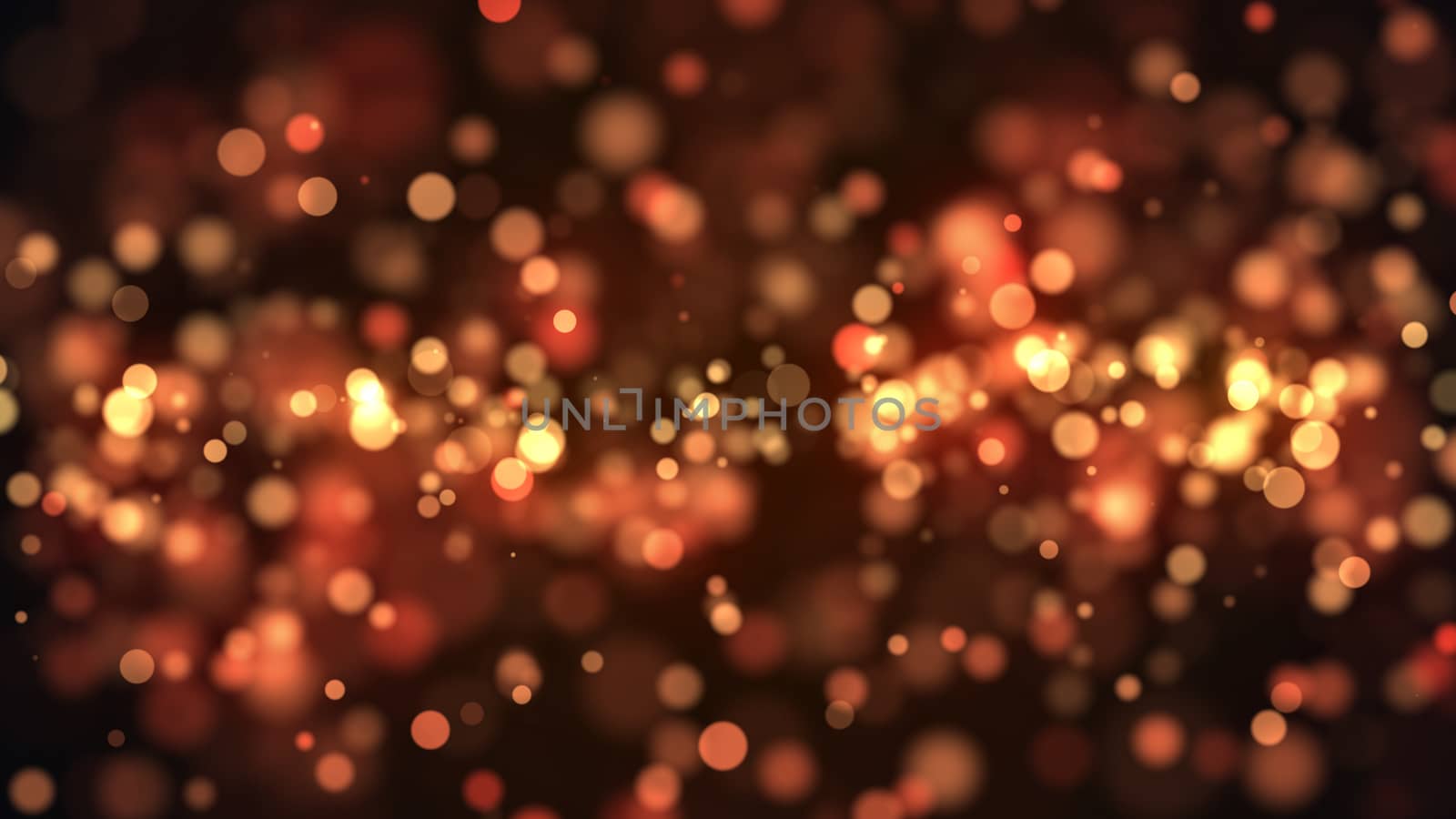 Abstract gold bokeh with black background. 3d rendering