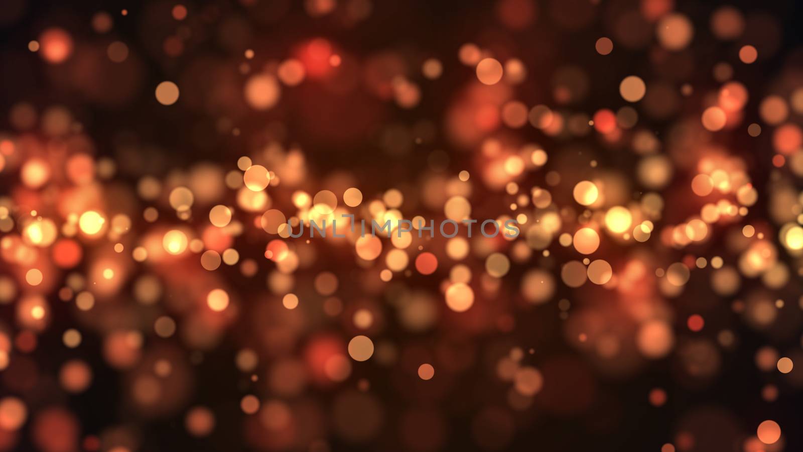 Abstract gold bokeh with black background. 3d rendering