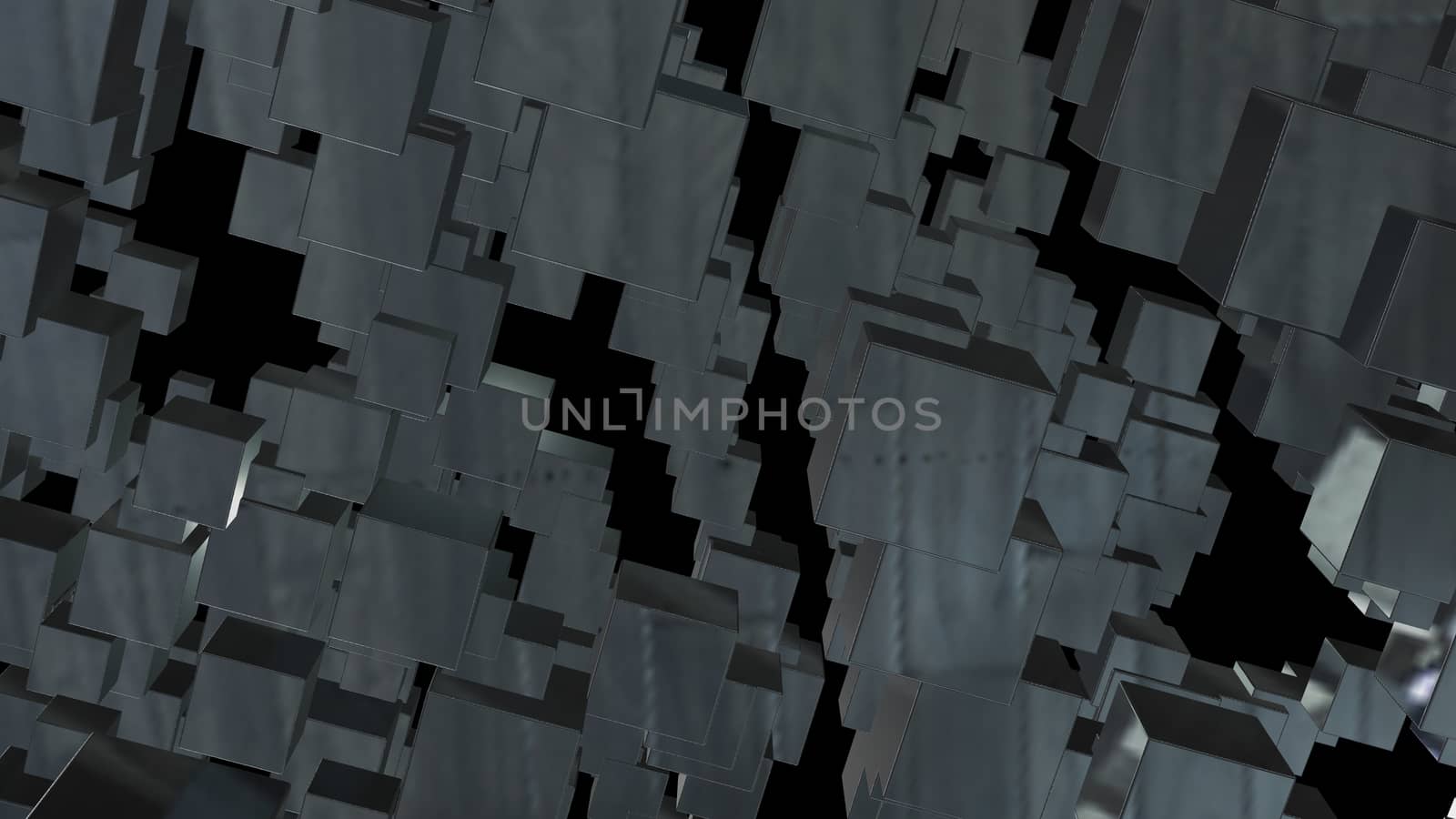 Abstract background with chaotic cubes. 3d rendering.