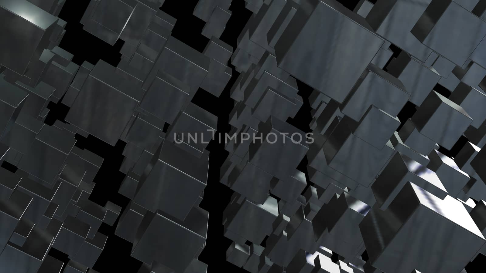 Abstract background with chaotic cubes. 3d rendering.