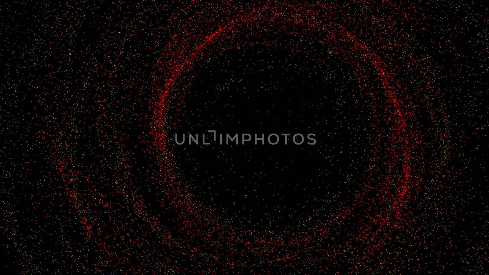 Abstract background with spinning small particles. 3d rendering