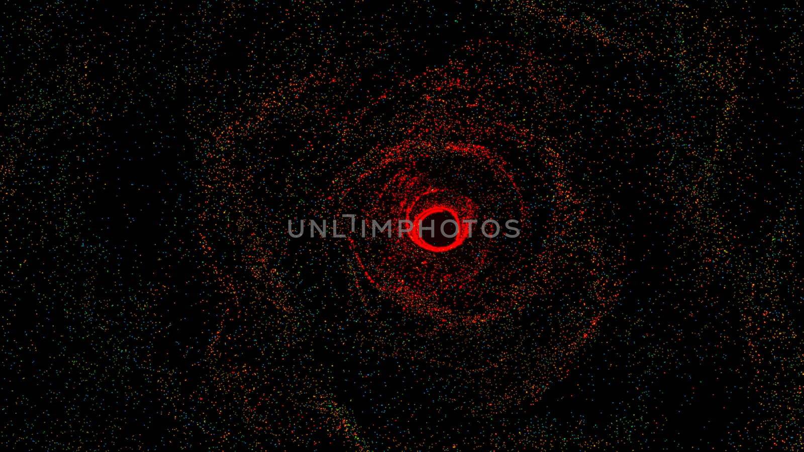 Abstract background with spinning small particles. 3d rendering
