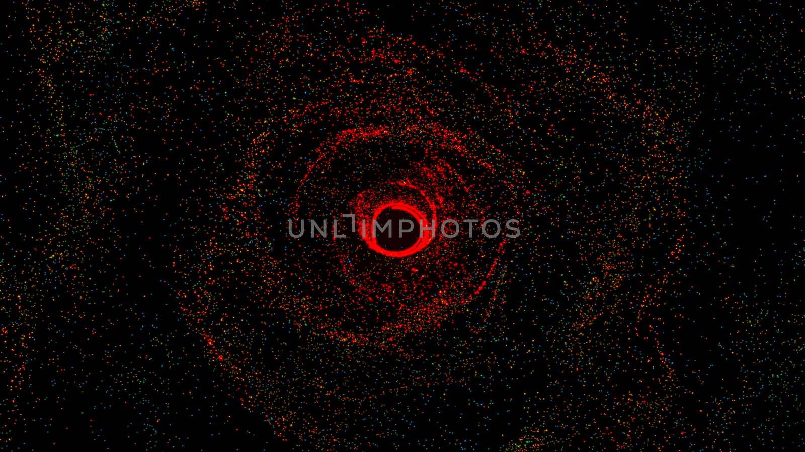 Abstract background with spinning small particles. 3d rendering