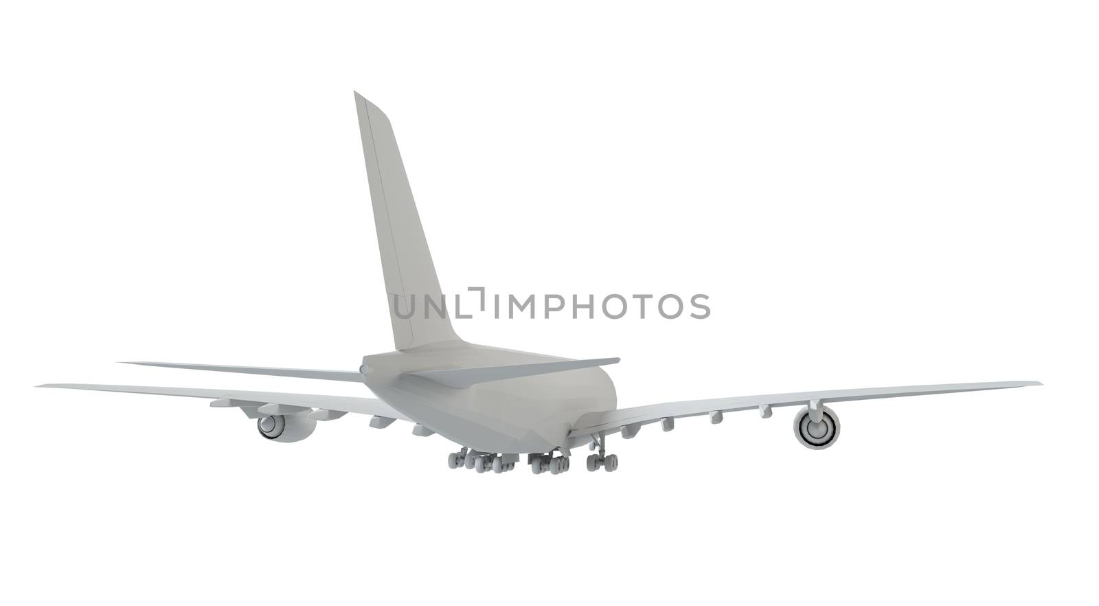 White airplane. Isolated on white background. 3d illustration