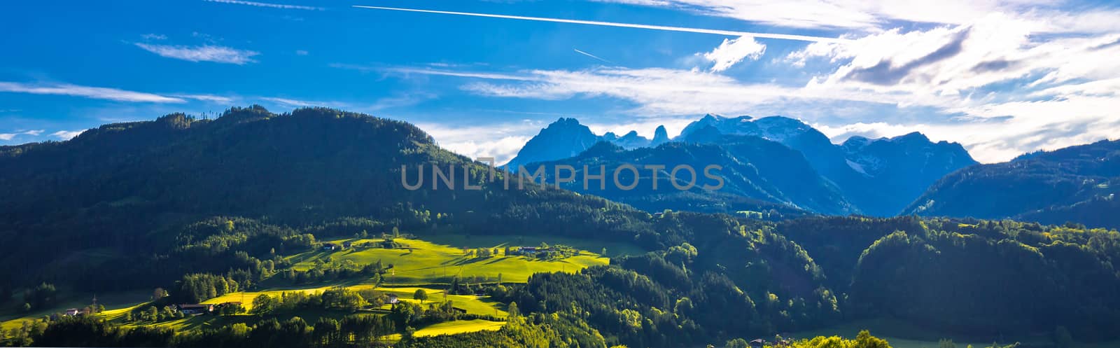 Idyllic austrian Alps panoramic view, Salzburg, Austria