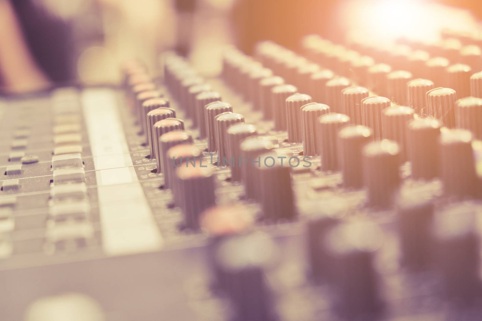 close up of Sound mixer controller