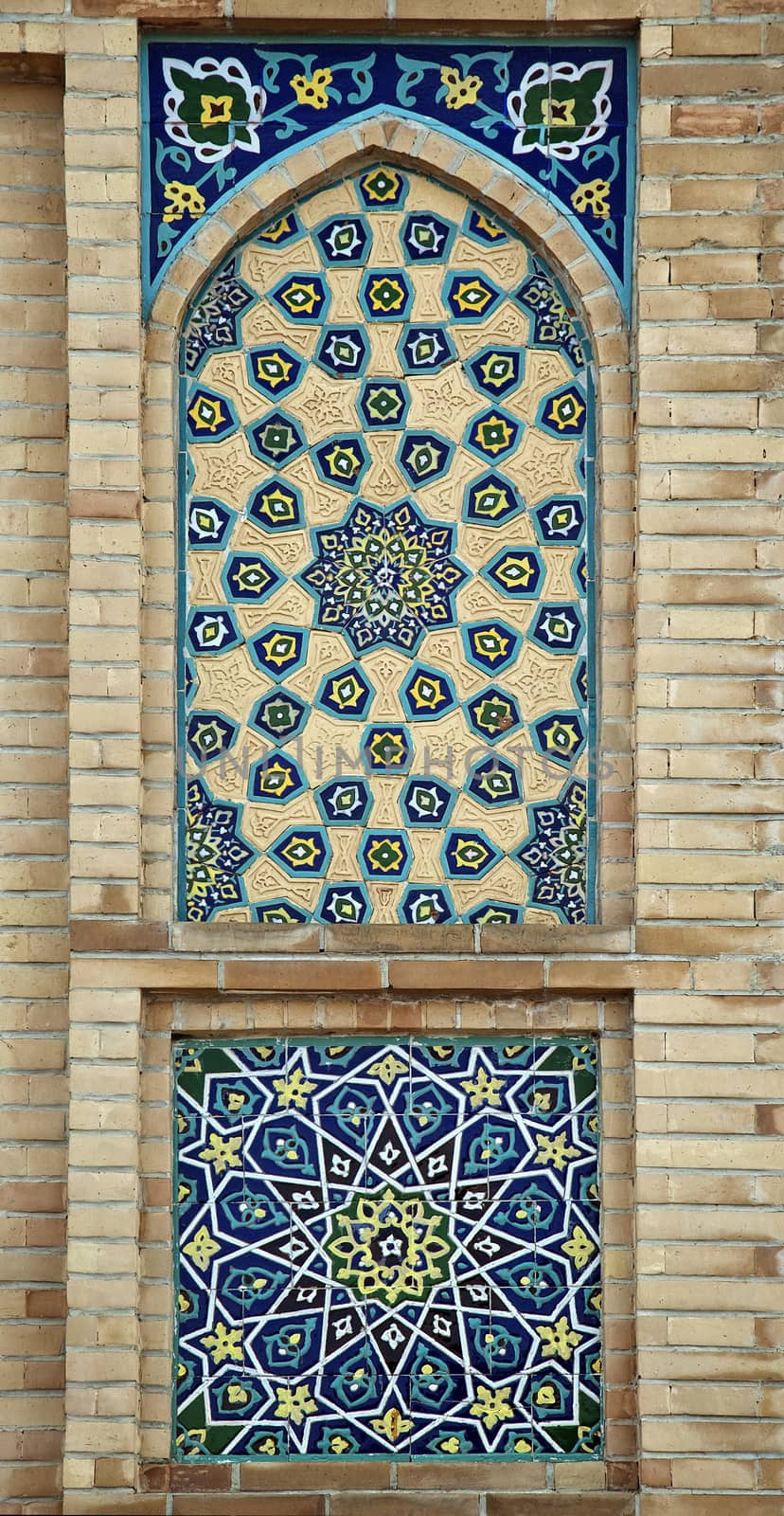 Old Eastern mosaic on the wall of a mosque, Uzbekistan