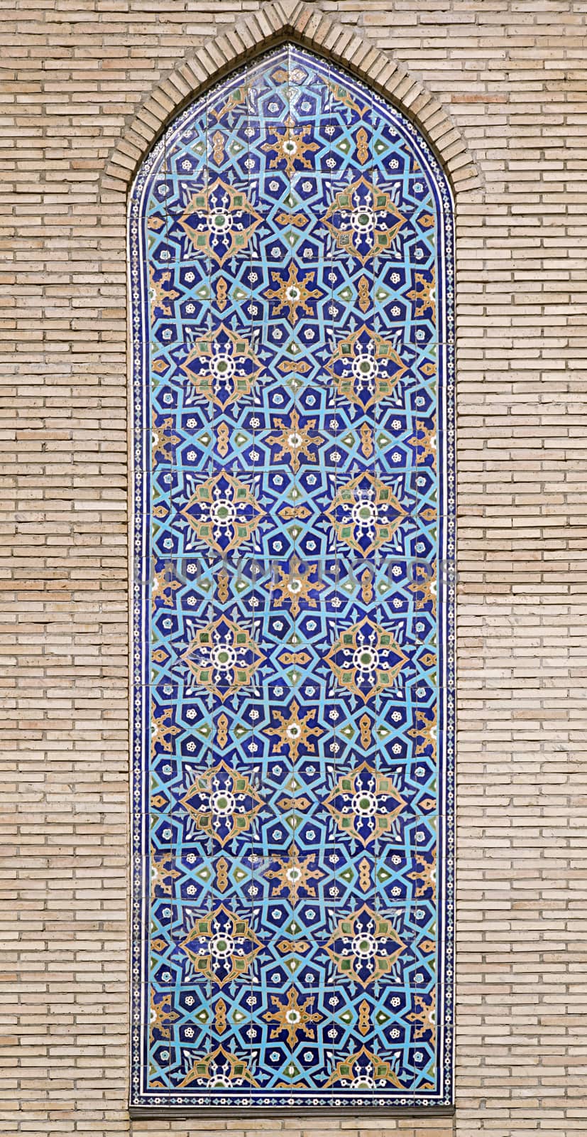 Old Eastern mosaic on the wall of a mosque, Uzbekistan