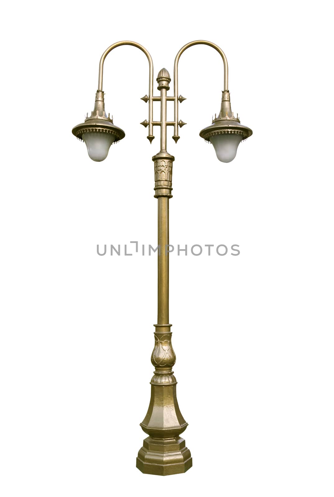 An old street lamppost isolated over white