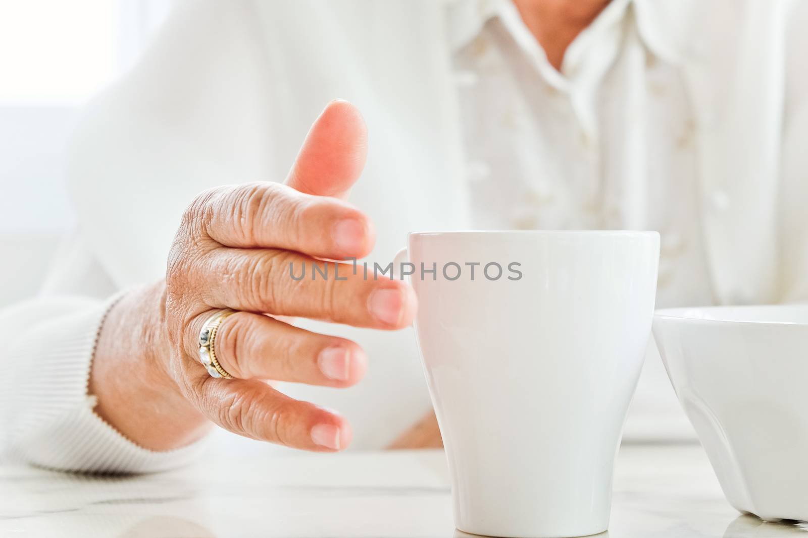 part of senior woman with breakfast, Senior healthy eating