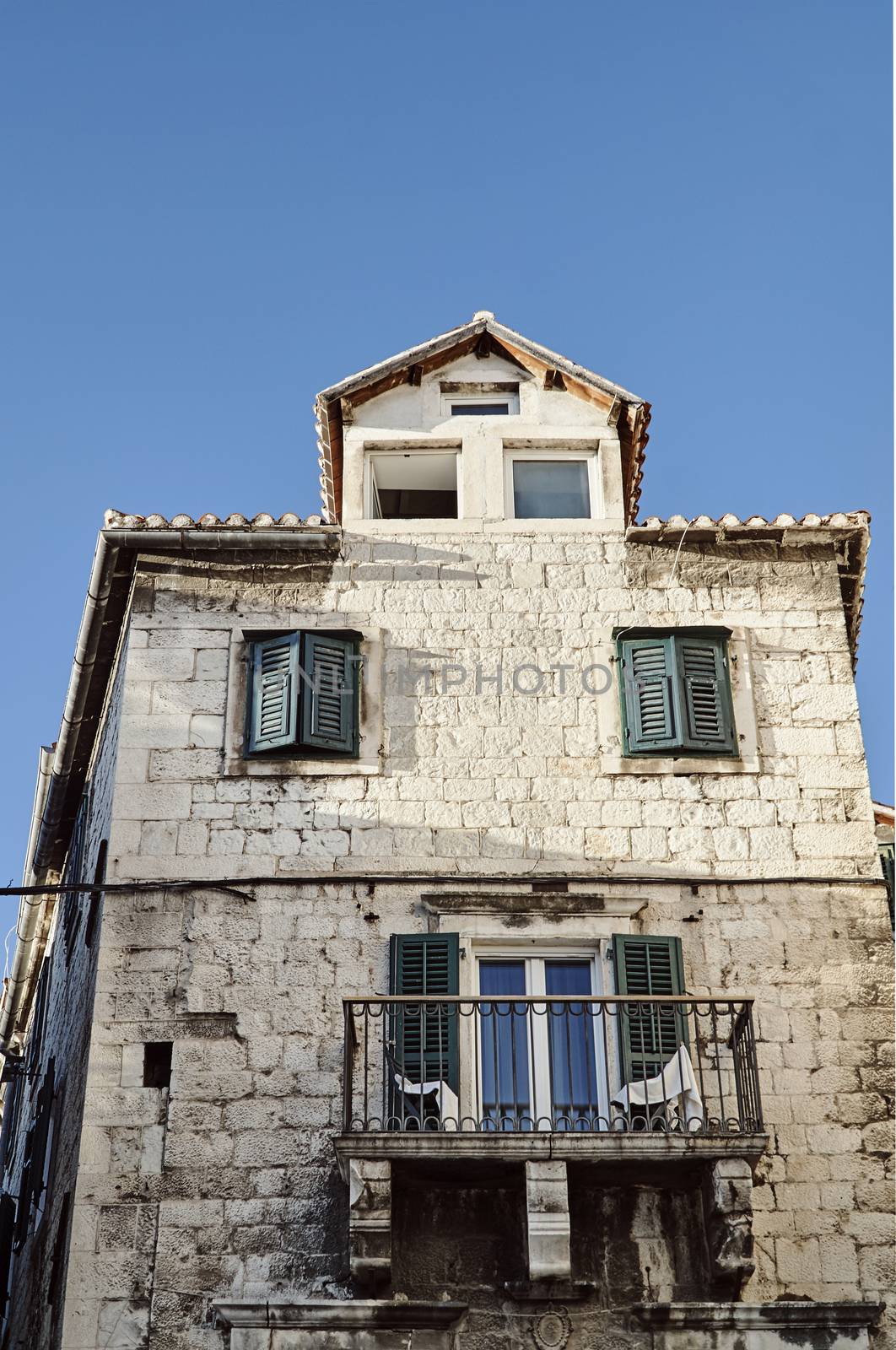 Stone house with balcony in the city of Split in Croatia