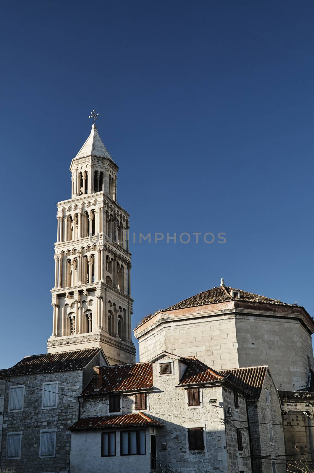 Belfry of Saint Dujma Cathedral in the city of Split, Croatia