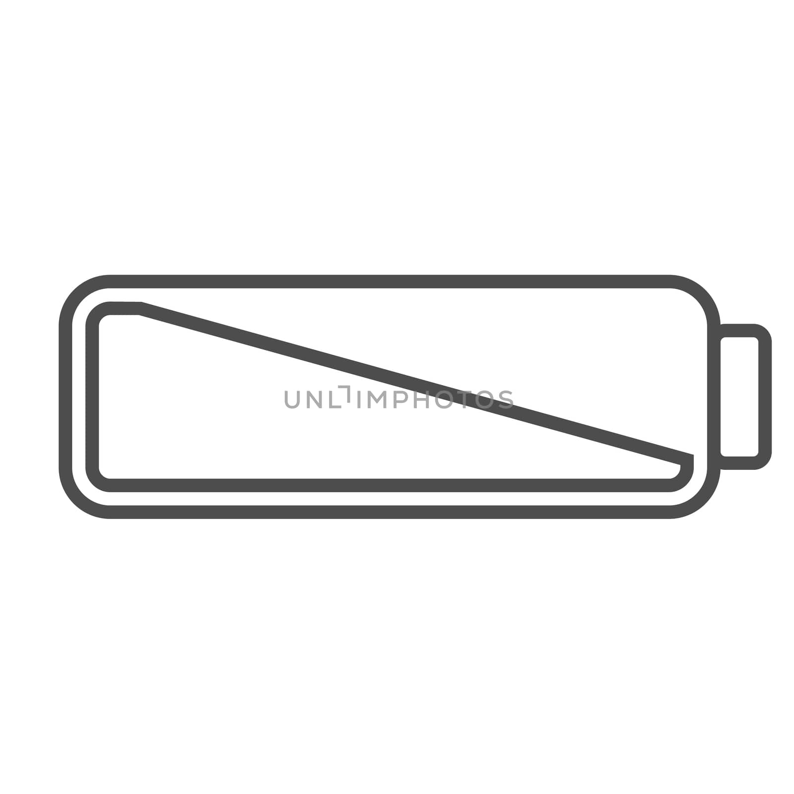 Smartphone or cell phone low battery icon. Low energy symbol. Flat illustration. Black and white.
