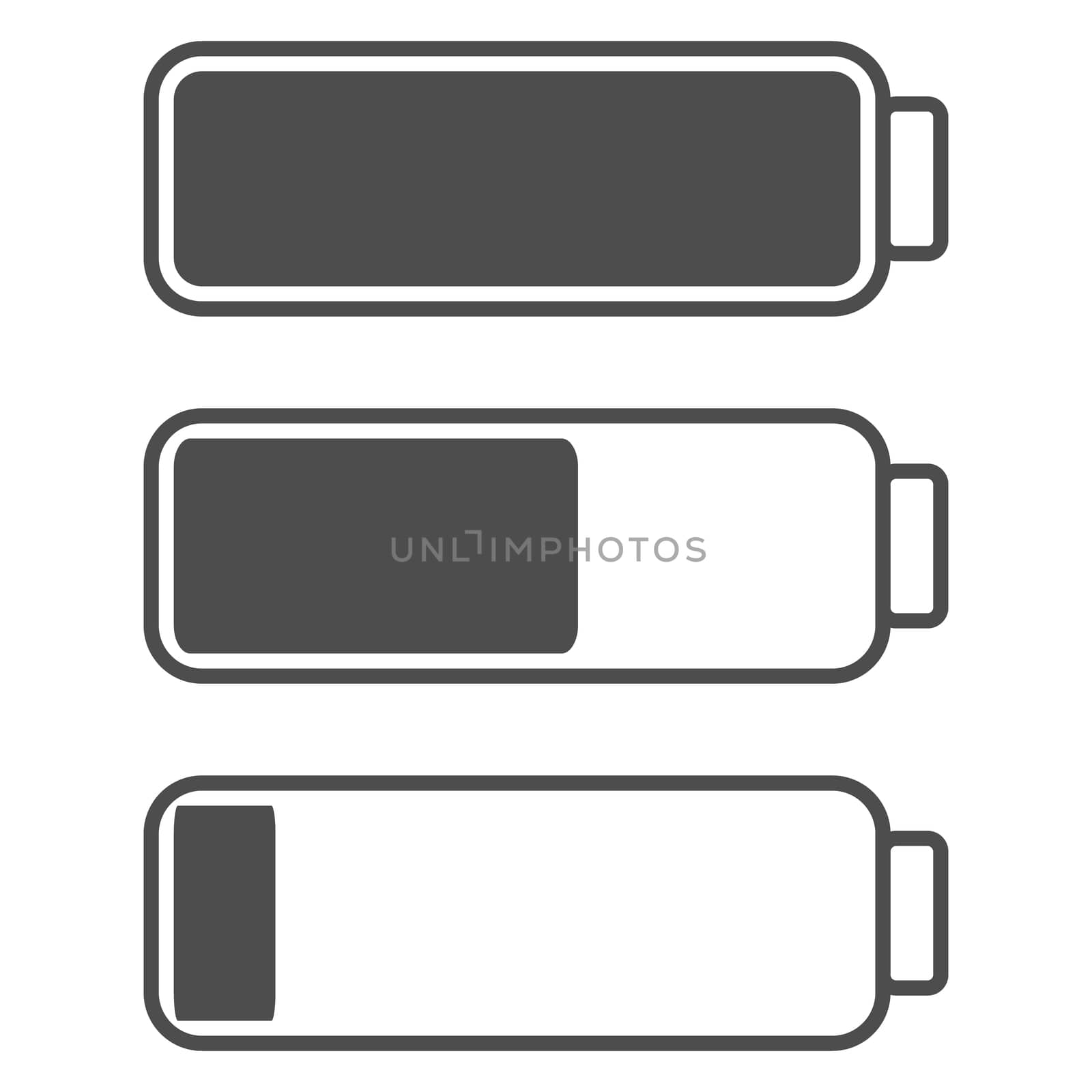 Smartphone or cell phone low battery icon. Low energy symbol. Flat illustration. Black and white.