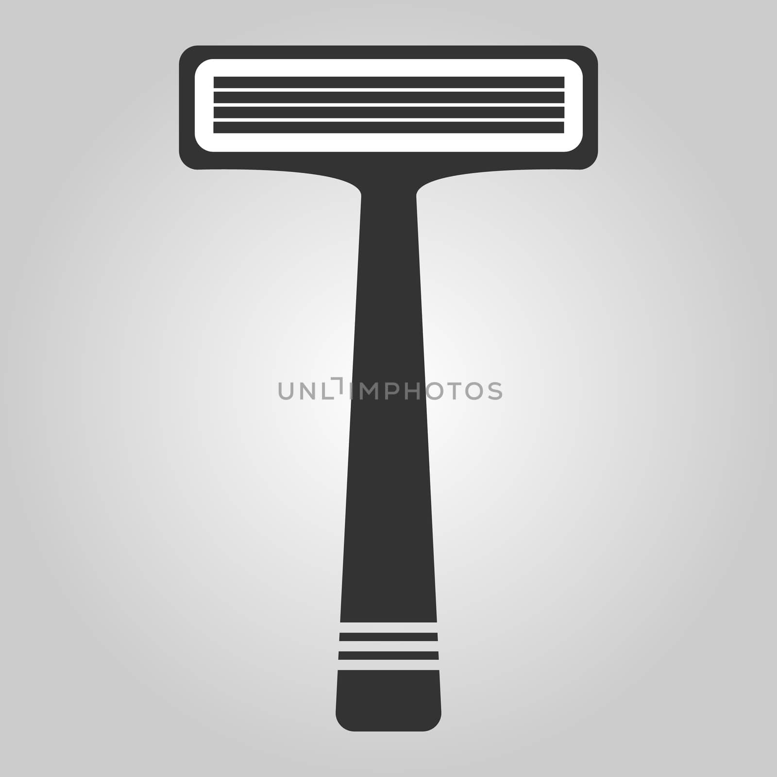 Flat trendy dark icon with electric man shaver isolated from gray background. Woman trimmer for shaving. Classic safety razor.