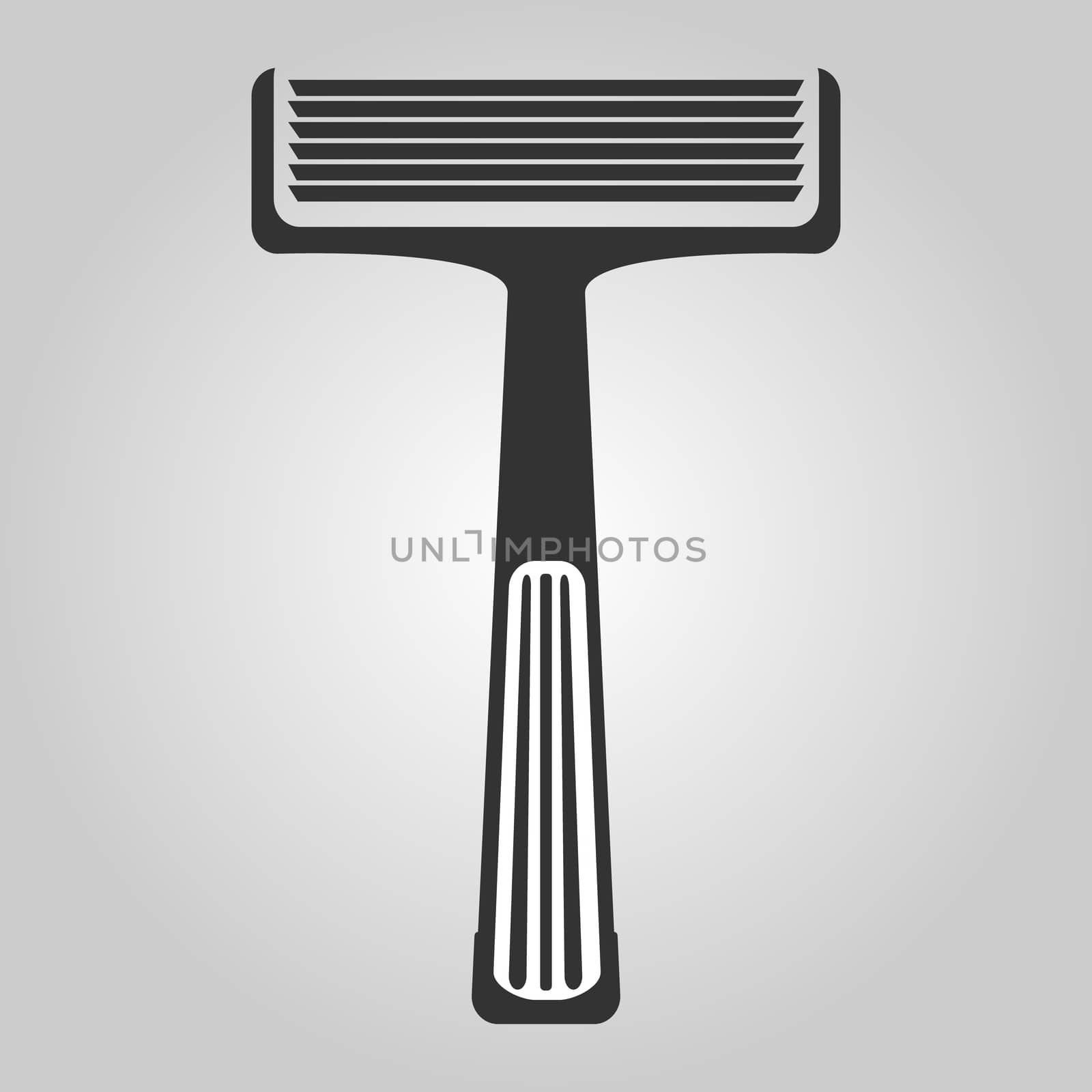 Flat trendy dark icon with electric man shaver isolated from gray background. Woman trimmer for shaving. Classic safety razor.